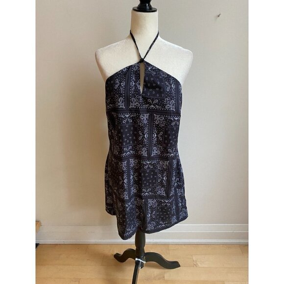 ELODIE Women halter black bandana print Dress BNWOT sz Large NEW - Picture 2 of 7